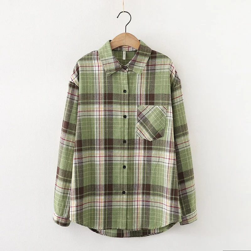 Plaid Shirts Womens Checked Blouses And Tops Long Sleeve Female Casual Print Shirt Loose Cotton Blusas Outwear Autumn News