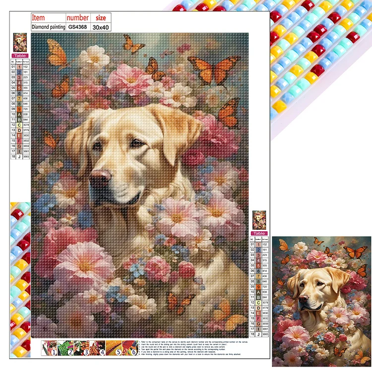 Full Square Diamond Painting - Butterfly Puppy 30*40CM
