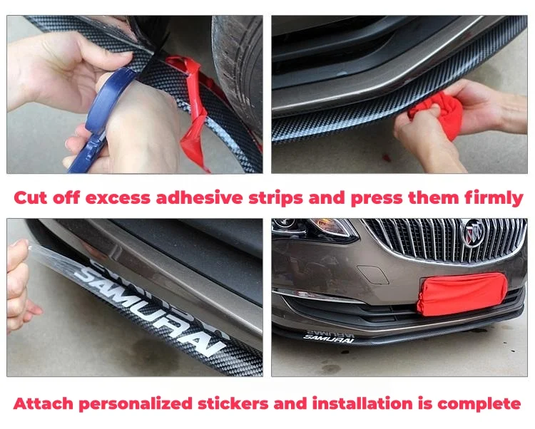 Car front lip anti-collision carbon fiber rubber strip