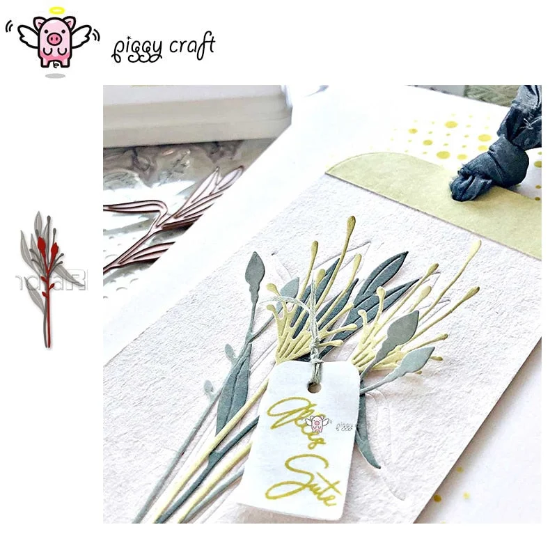 Piggy Craft metal cutting dies cut die mold Flower leaf decoration Scrapbook paper craft knife mould blade punch stencils dies