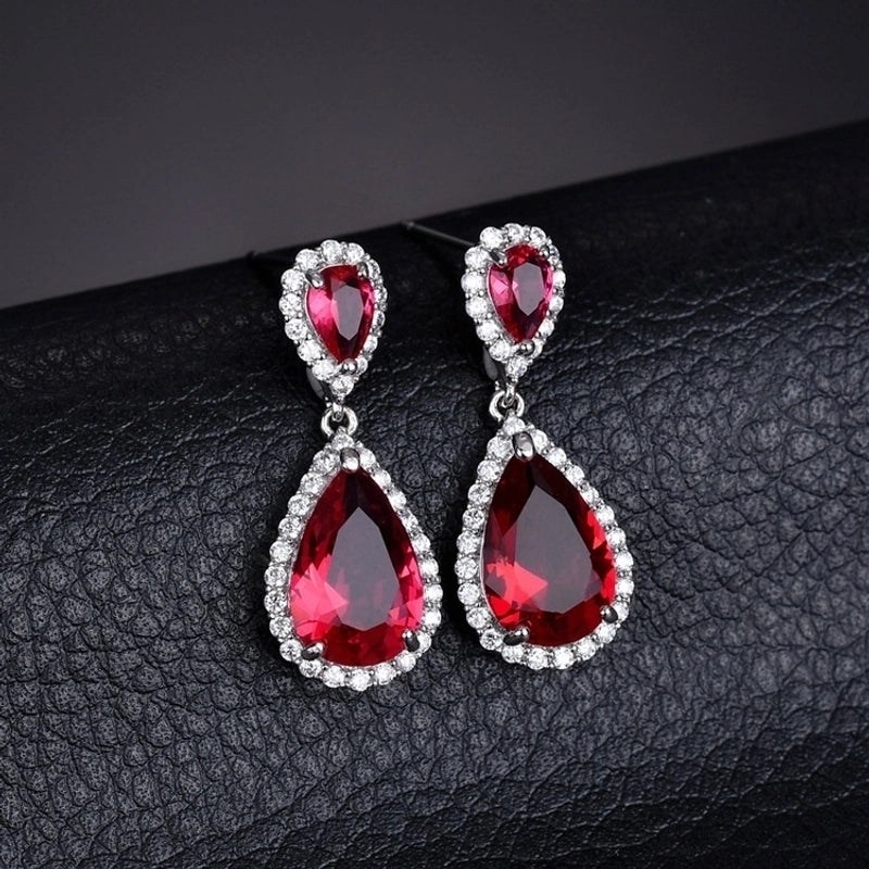 1 Pair Casual Shiny Water Droplets Plating Inlay Copper Zircon White Gold Plated Drop Earrings