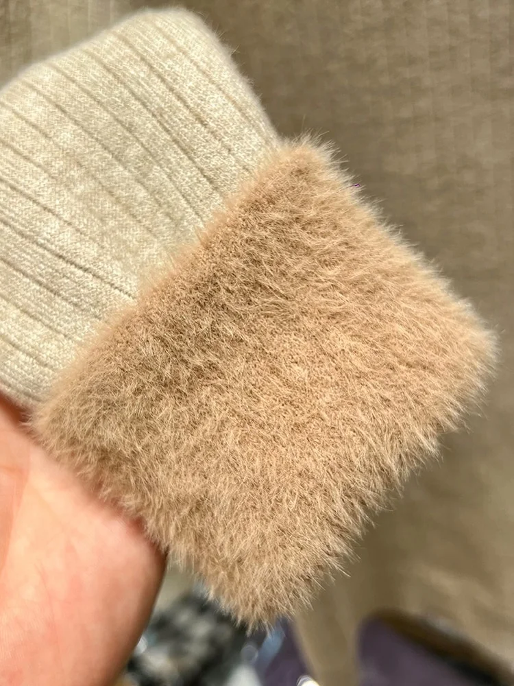 Uveng Warm Sweater Pullover Women Slim Thicken Plush Velvet Lined Knitwear Jumper Korean Half Turtleneck Poleras Soft Knit Tops