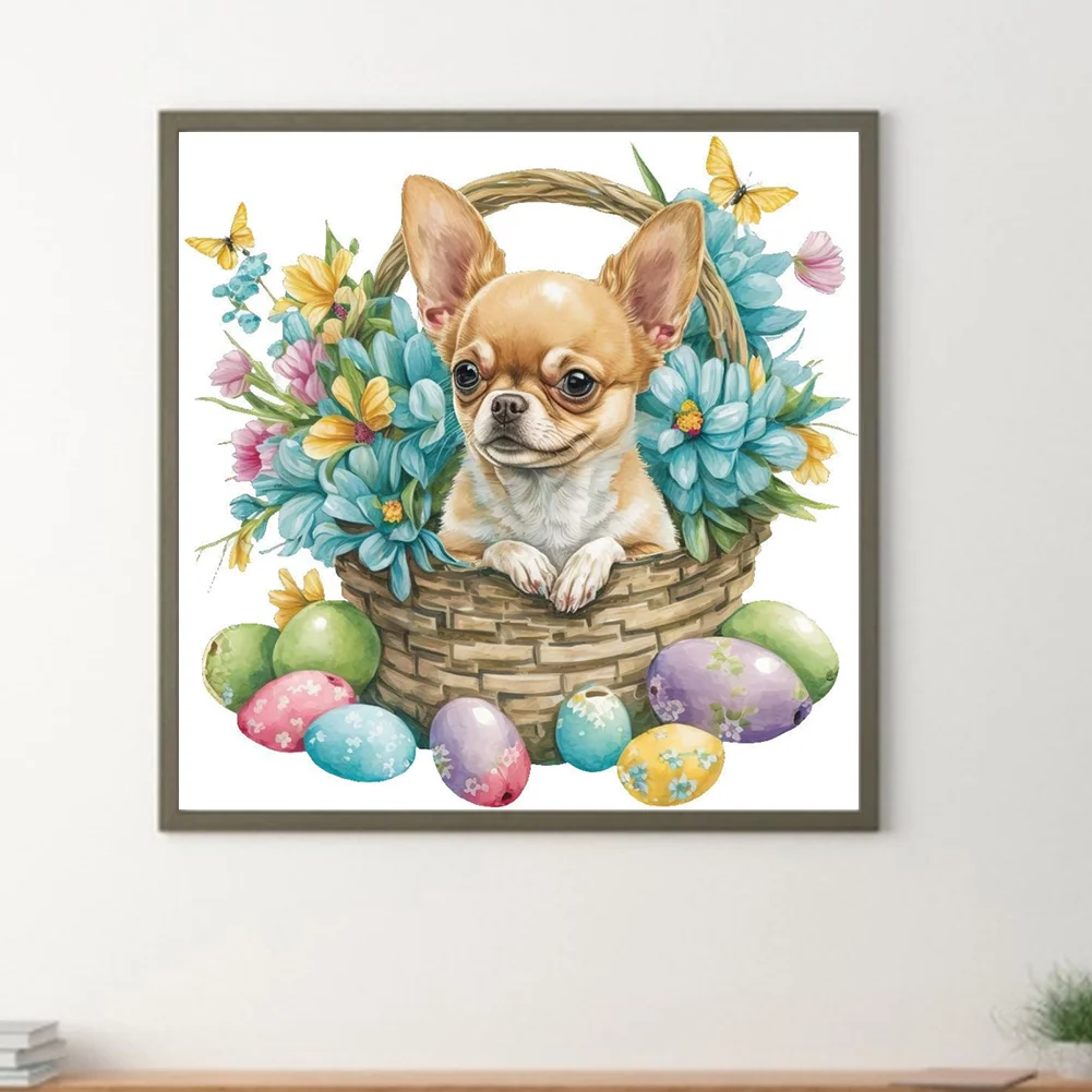 Diamond Painting - Full Round Drill - Easter Dog(Canvas|30*30cm)