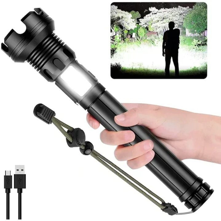 Bommory LED Rechargeable Tactical Laser Flashlight 90000 High Lumens