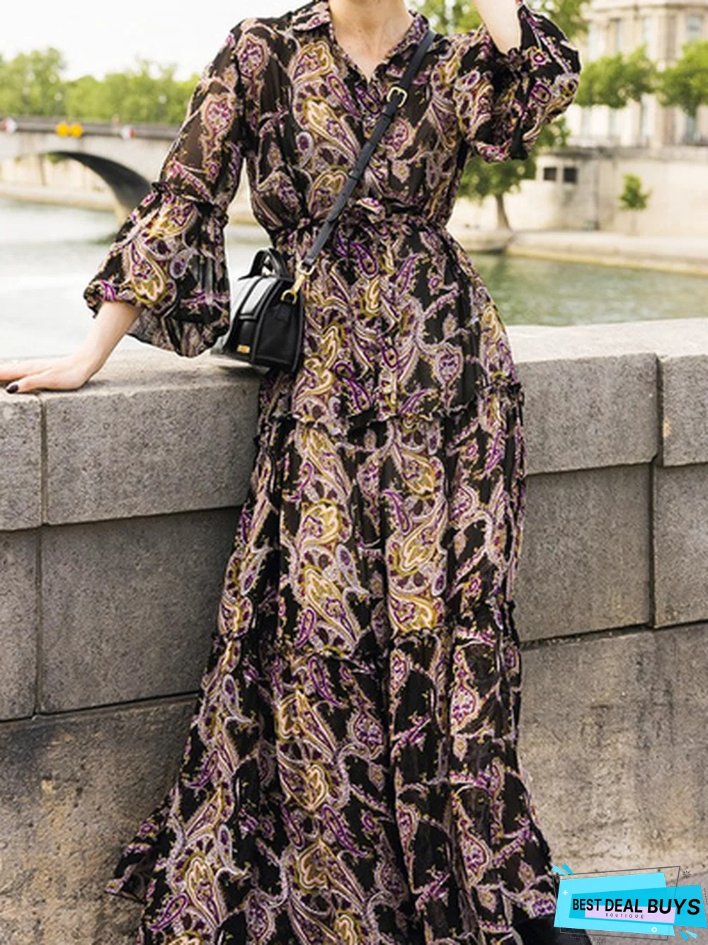 Vacation Shawl Collar Dress