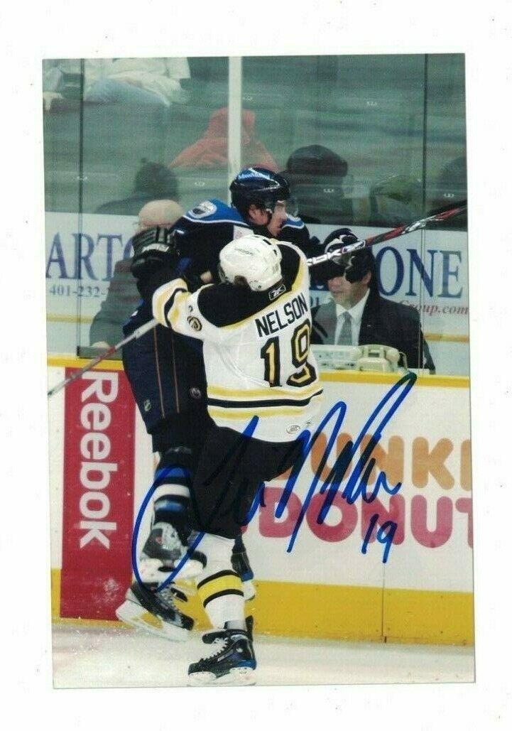 Nelson Providence Bruins Signed 4x6 Hockey Photo Poster painting W/Our COA