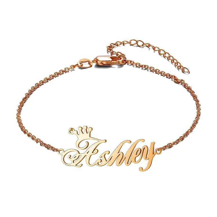 Crown Name Anklet Personalized Name Anklets