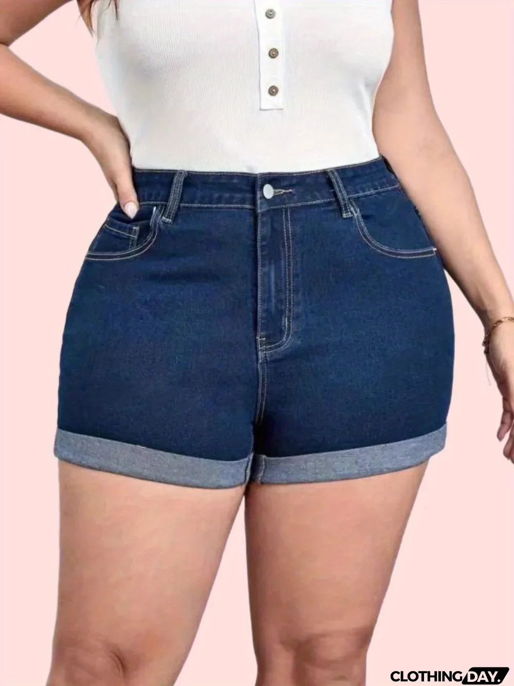 Women Summer Plus Size Stretch Denim Shorts