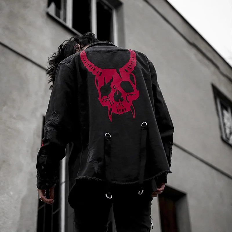 Goth Denim Japanese Streetwear Jacket-barclient