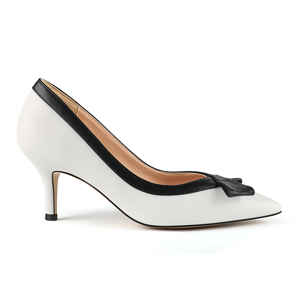 60mm Pointed Toe Bowknot Kitten Heels Daily Matte Pumps for Women-MERUMOTE