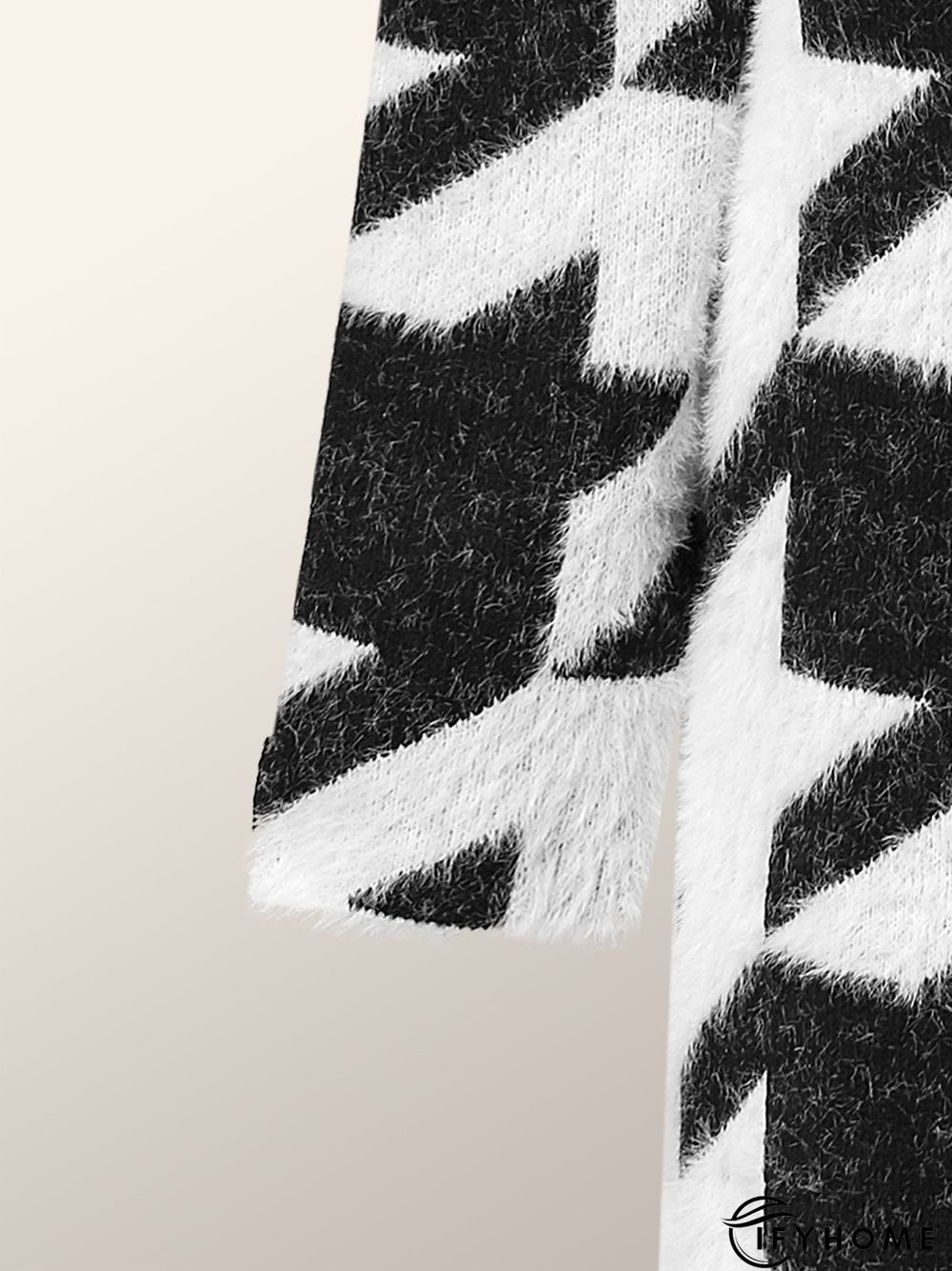 Loose Urban Houndstooth Long Sleeve Sweater Coat | IFYHOME