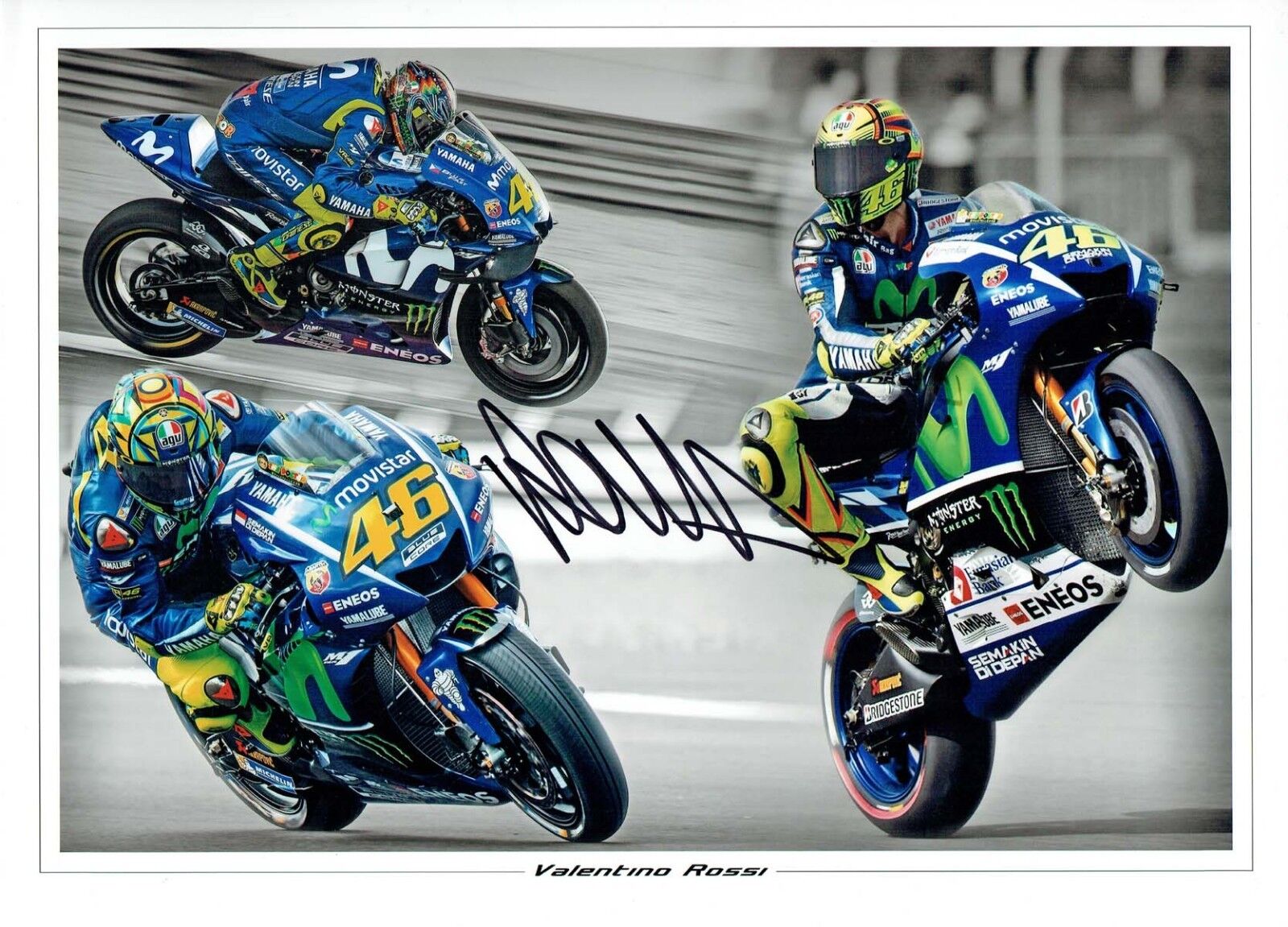 VALENTINO ROSSI Autograph NEW SIGNED 16x12 MONTAGE Photo Poster painting 3 AFTAL COA The Doctor