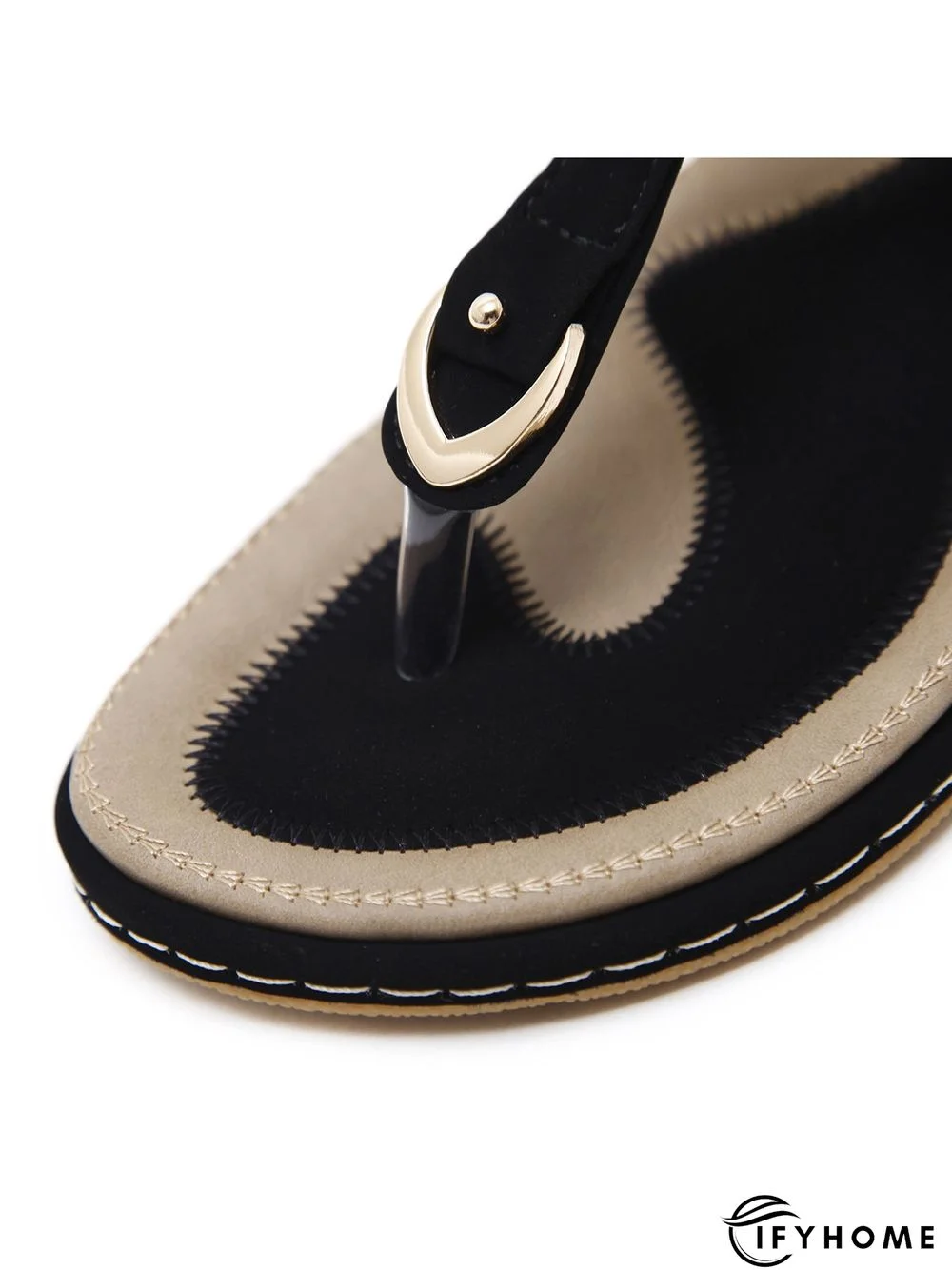 Women's Beach Metal Buckle Trim Flip-On Sandals | IFYHOME