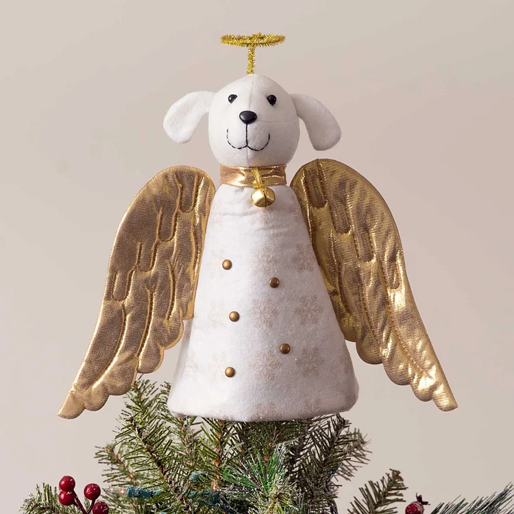 Christmas Miracle Golden Angel Dog Artisan Tree Topper