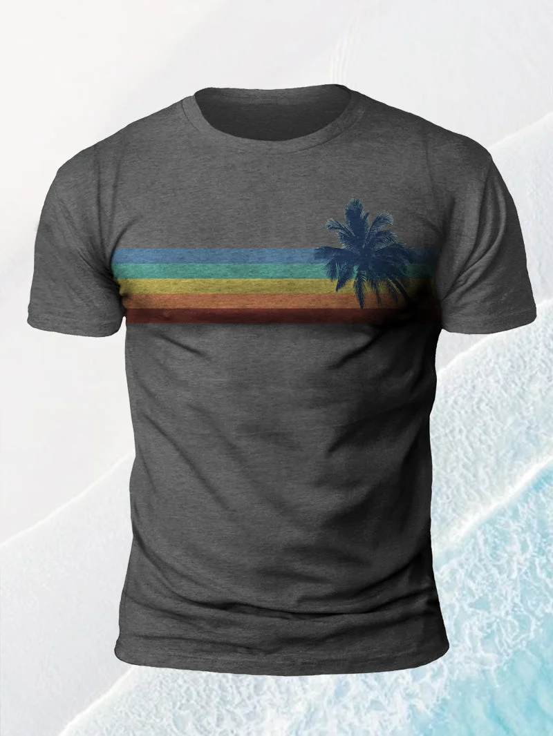 Men's Outdoor Beach Palm Tree Hawaiian T-shirt in  mildstyles