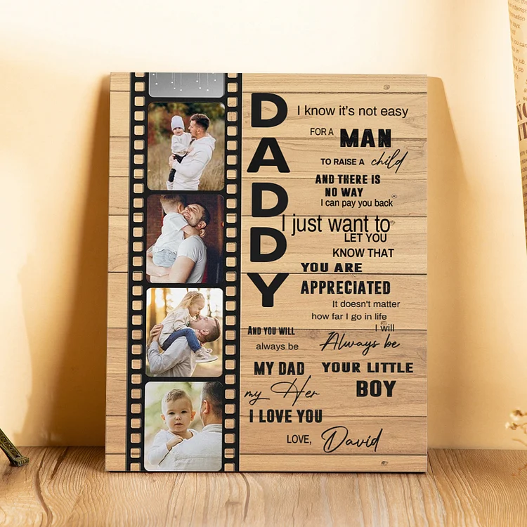 To My Daddy Personalized Photo Frame Wood Signs Keepsake Custom 4 Photos