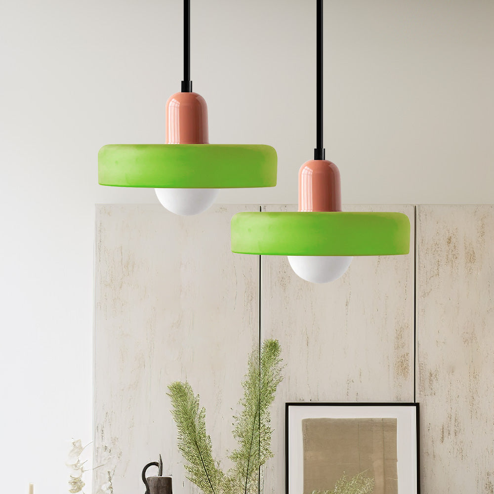 Modern Bauhaus Stained Glass Rod Pendant Light