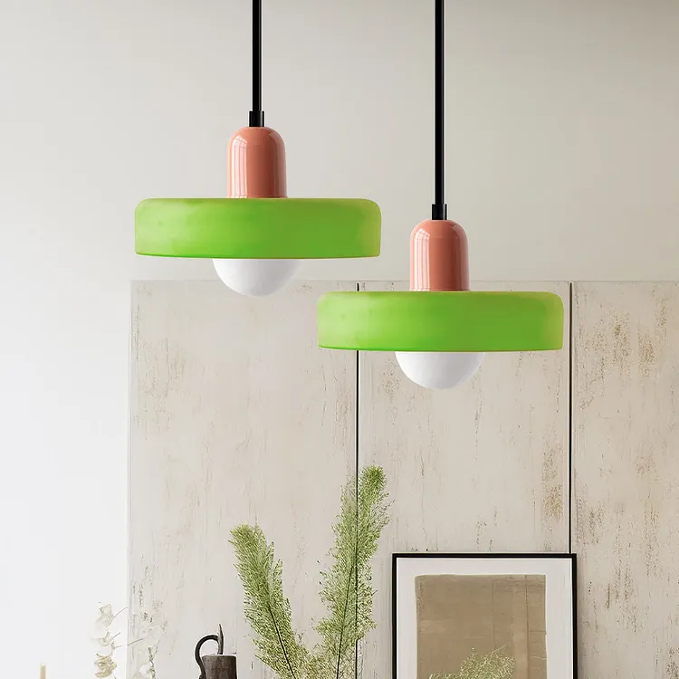 Modern Bauhaus Stained Glass Rod Pendant Light