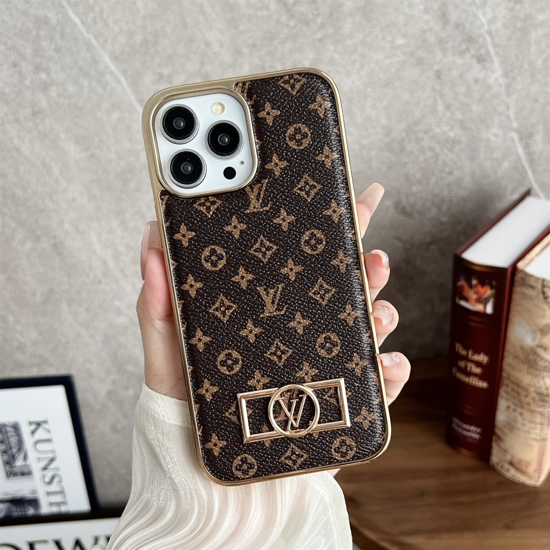 Louis Vuitton LV Circle Monogram Canvas Leather Premium Electroplating Apple iPhone Case ProCaseMall