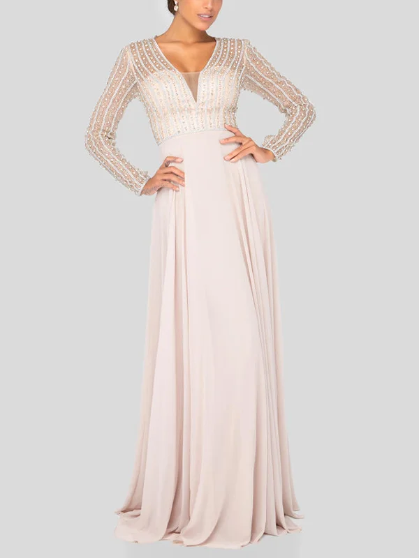Lace Solid Color Long Sleeves Maxi Dress