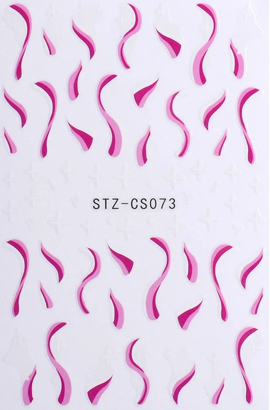 3D Swirl Lines Nail Sticker Geometry Irregular Whirling Wave Cow Print Decal on Nails Art Charms Manicure Slider Tip Accessories-Nail Inspo