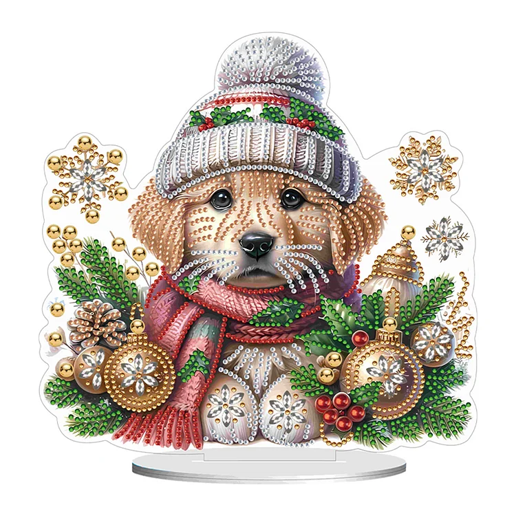Acrylic Winter Dog Diamond Painting Desktop Decorations for Office Desktop Decor