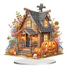 DIY Halloween Pumpkin Cottage Acrylic Special Shaped Diamond Art Desktop Ornaments