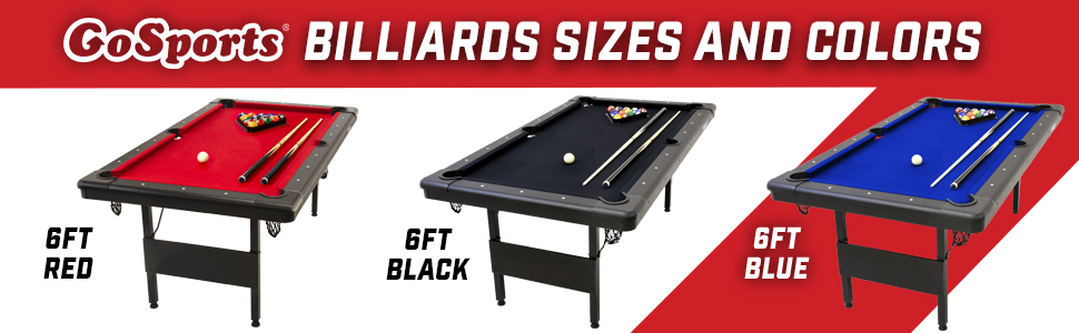 gosports indoor foldable billiards pool table 6ft and 7ft sizes and color options