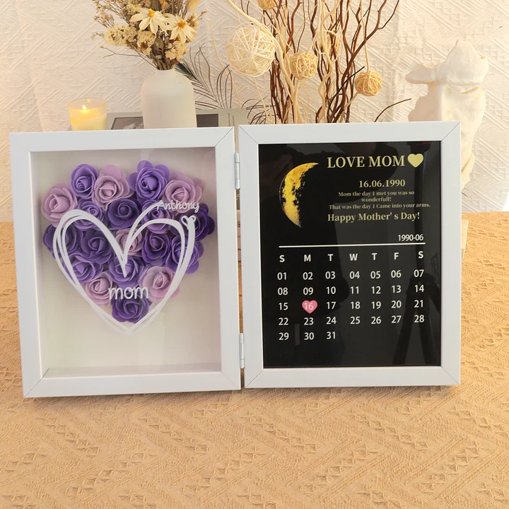 Personalized Mommy Hearts With Real Moon Phase Anniversary Calendar