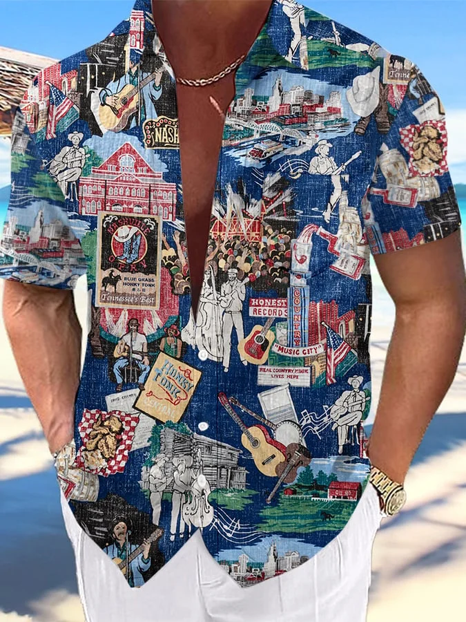 Men's Hawaiian Vacation Print Fashion Short Sleeve Shirt