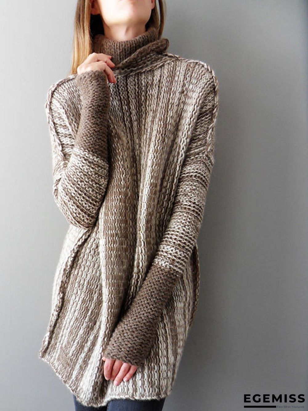 Casual Color-block Knitted Shift Sweater | EGEMISS