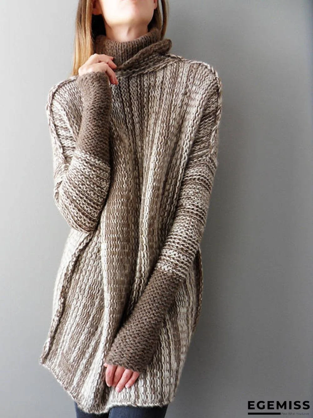 Casual Color-block Knitted Shift Sweater | EGEMISS