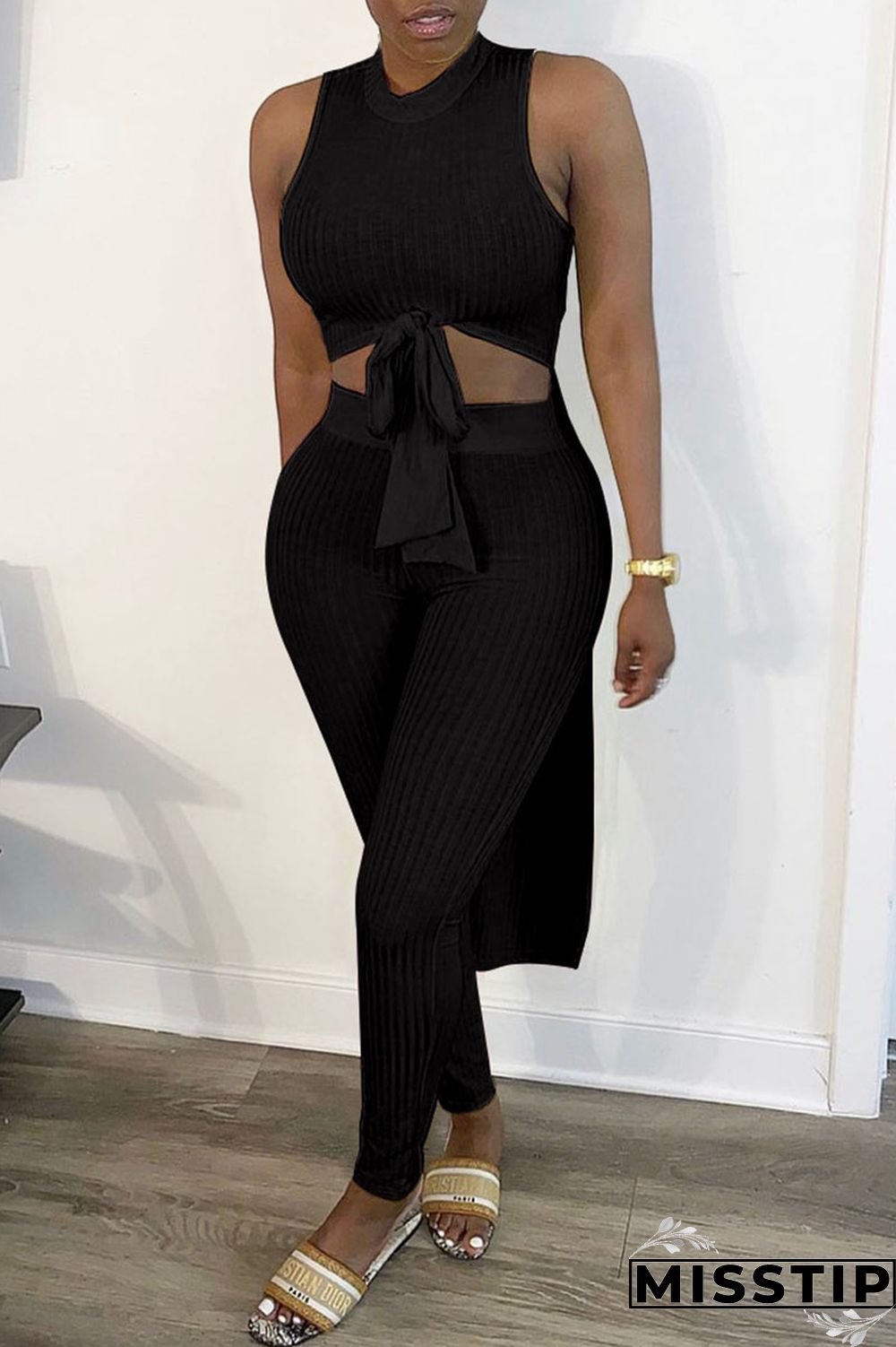 Grey Sexy Solid Asymmetrical O Neck Sleeveless Two Pieces