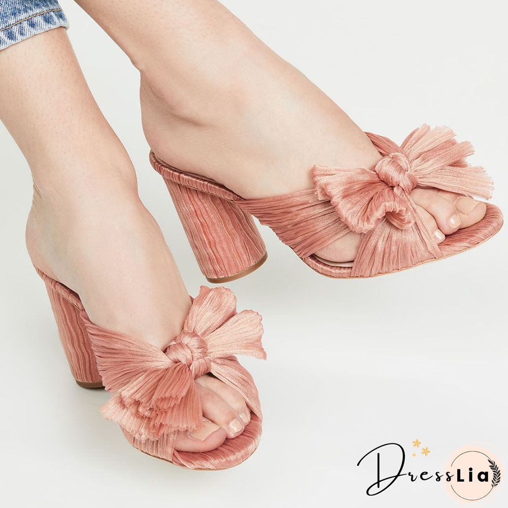 Brand New Summer Woman Mules Shoes Sandals Super High Heel 8 cm With Butterfly-knot Sweet Lady Office Shoes Plus Size 50