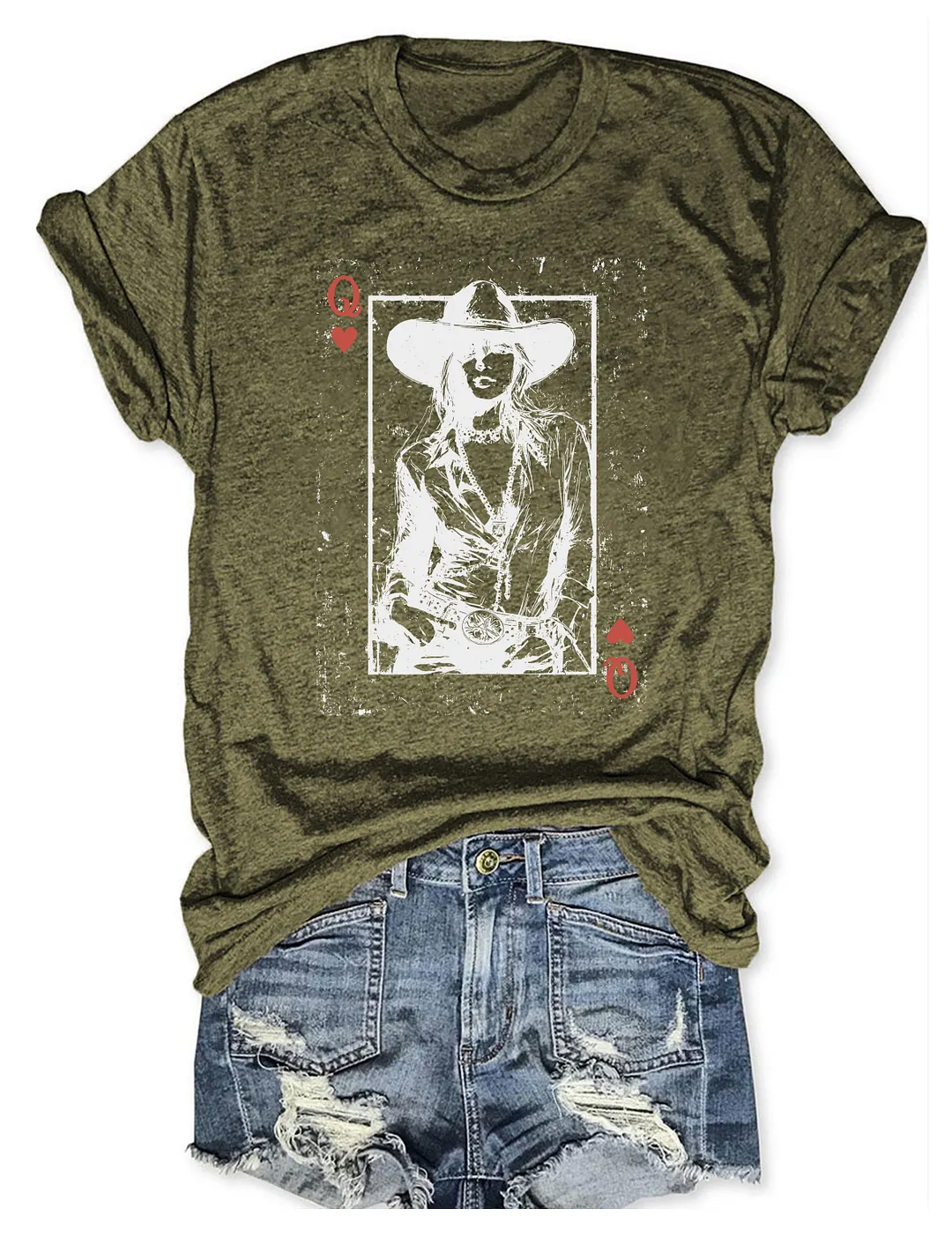 Cowgirl Queen Of Hearts Card T-shirt