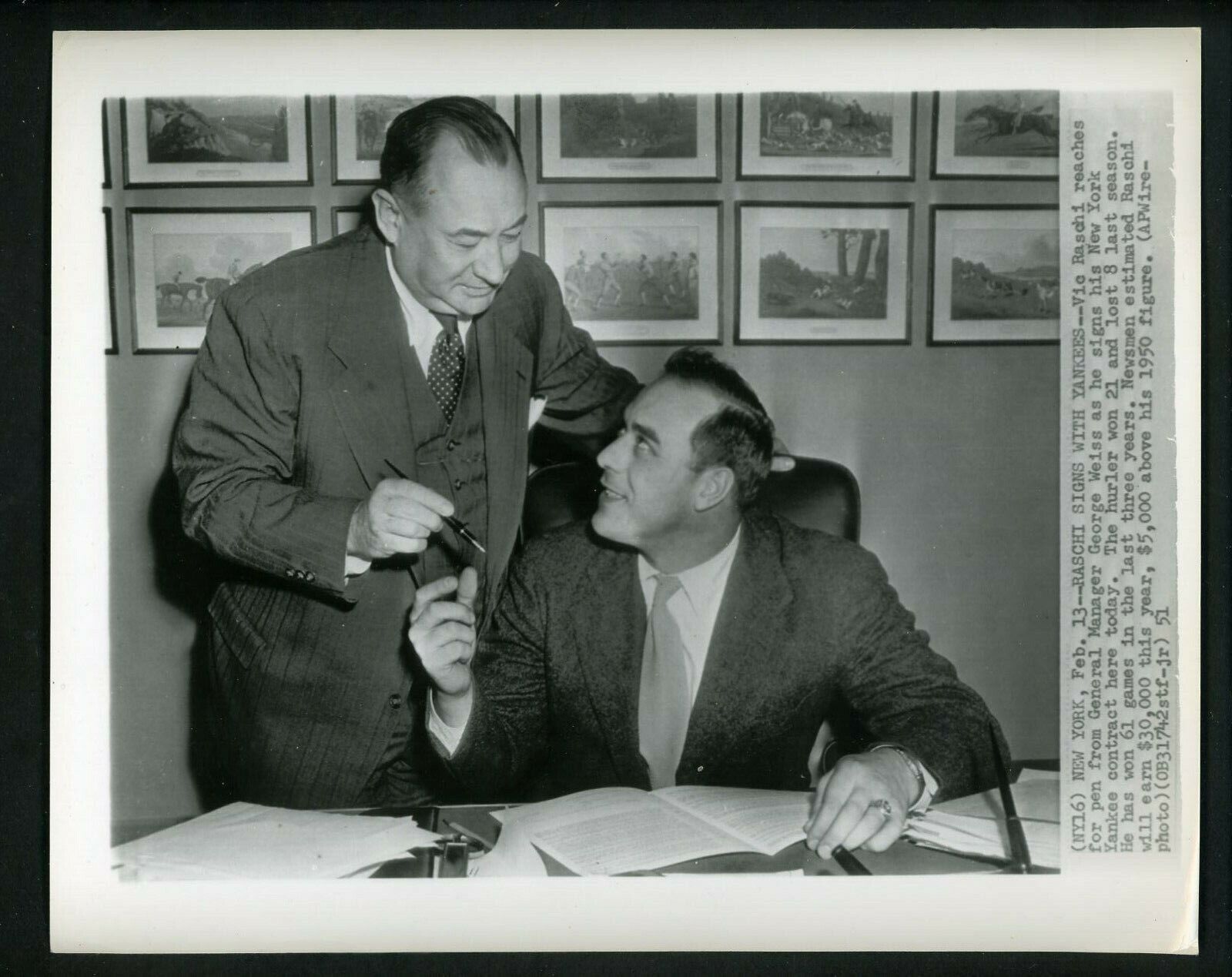 Vic Raschi & George Weiss 1951 Press Photo Poster painting New York Yankees