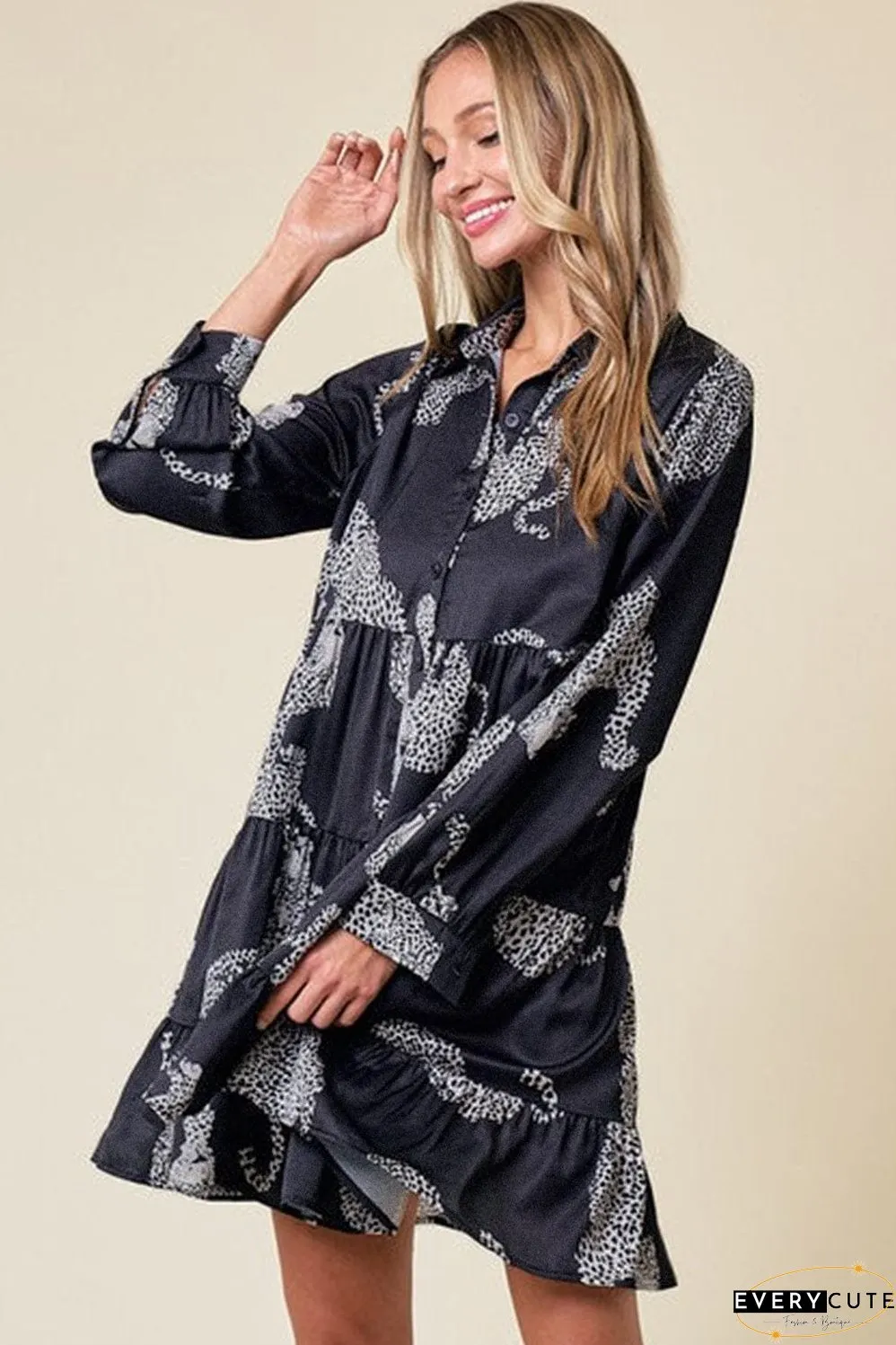 Size Curve Blouses Crane Print Loose Oversized Blouse