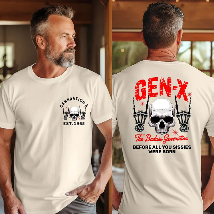Custom Year Of Birth Sweatshirt, Unisex Hoodie, Gen X The Badass Generation. The Badass Generation Retro Art  T-shirt, 2 Side T-shirt