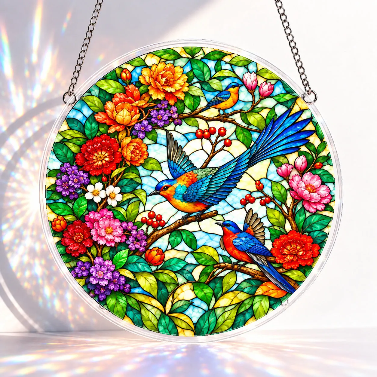 Garden Songbirds Stained Glass Suncatcher Puzzle