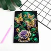 (US Local)DIY Diamond Art Diary Book Journal Notebook 60 Pages A5 Diary(Butterfly Rose)