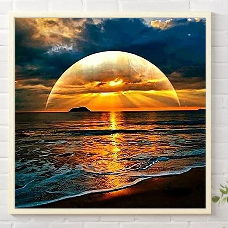 Beautiful Sea Sunset Landscapes Abstract Bottle 5D Diamond Art