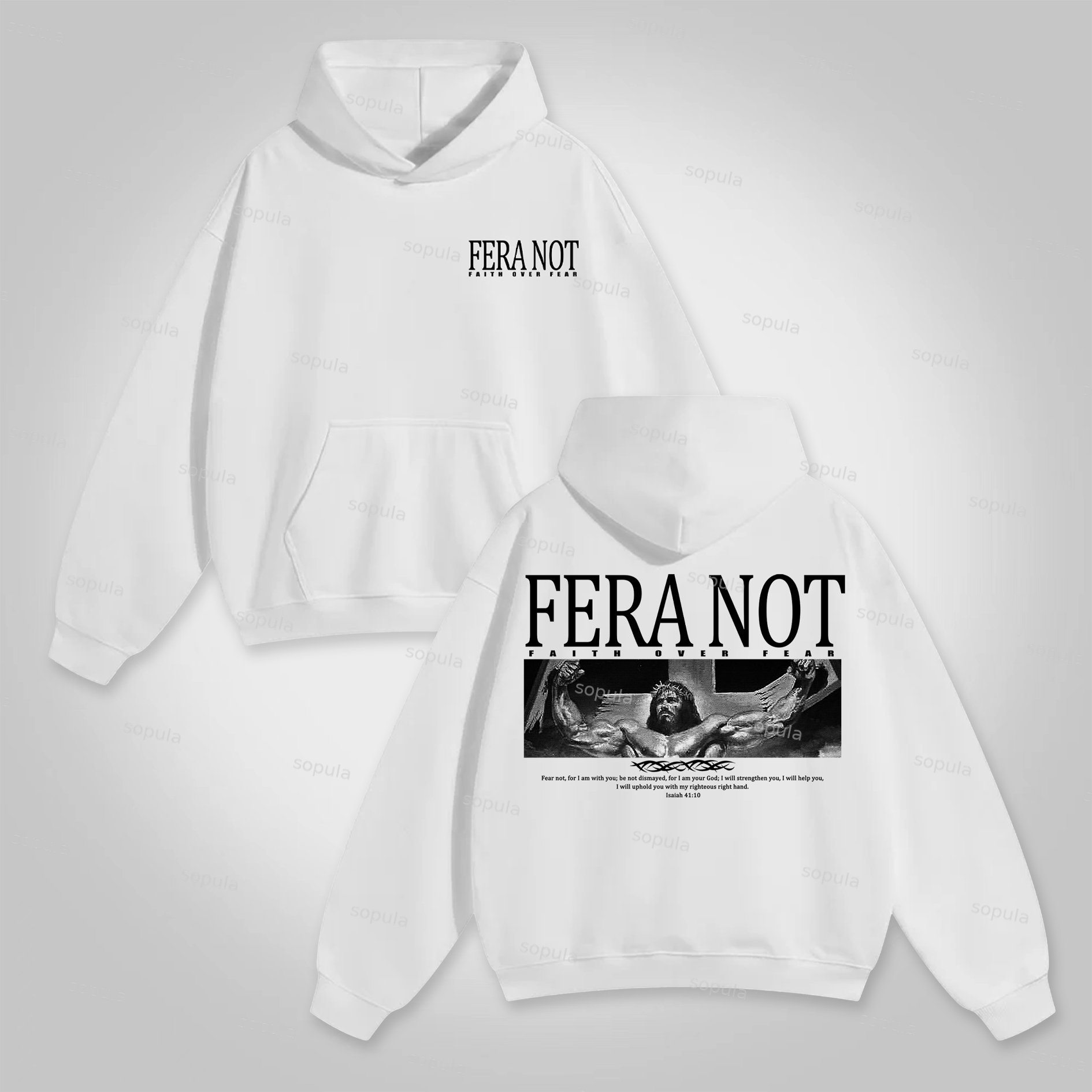 Sopula Fear Not Faith God's Gym Graphic Print Hoodie - SOPULA