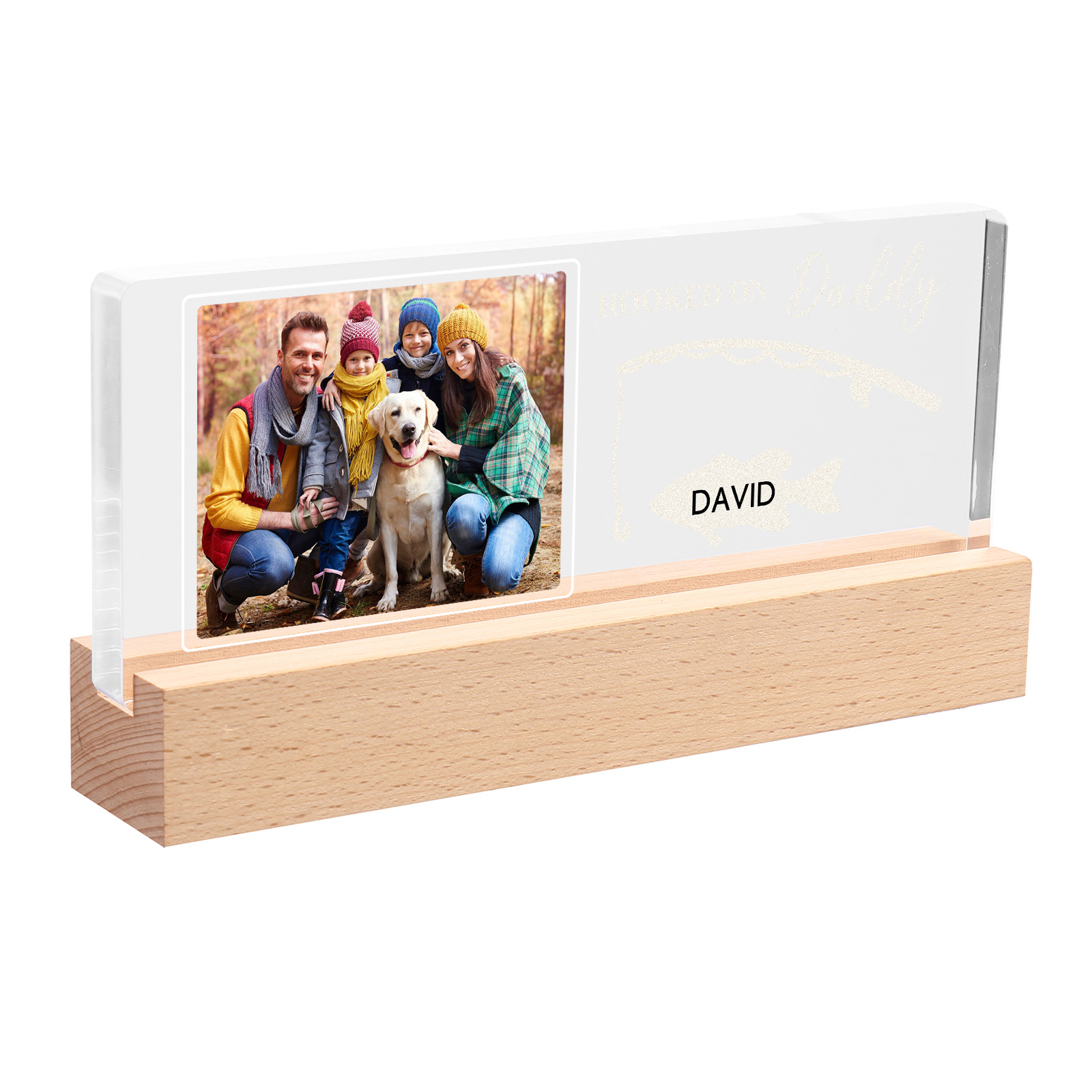 1 Name - Personalised Photo Fishing Pattern Desk Lamp Father's Day Gift For Dad