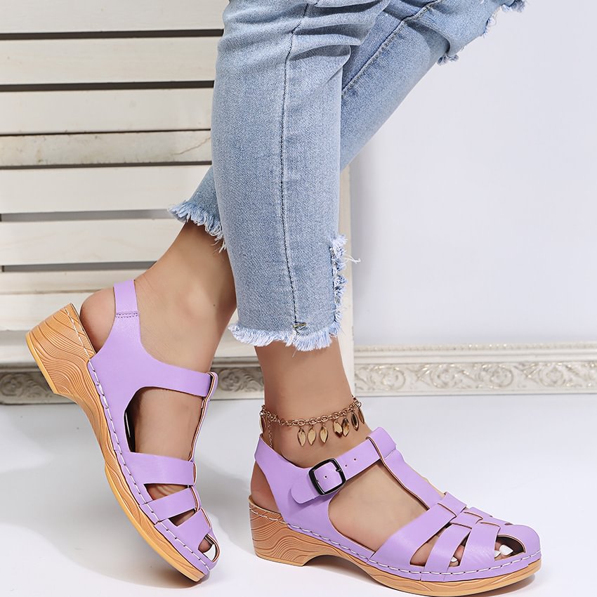 Women's Retro Hollow Wedge Sandals - vzzhome