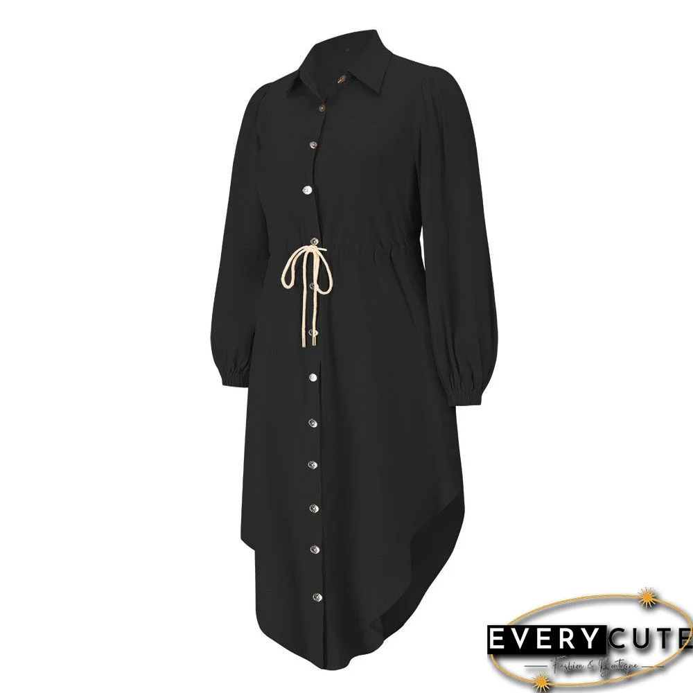 Long Sleeve Front Wrap Button Down Dress