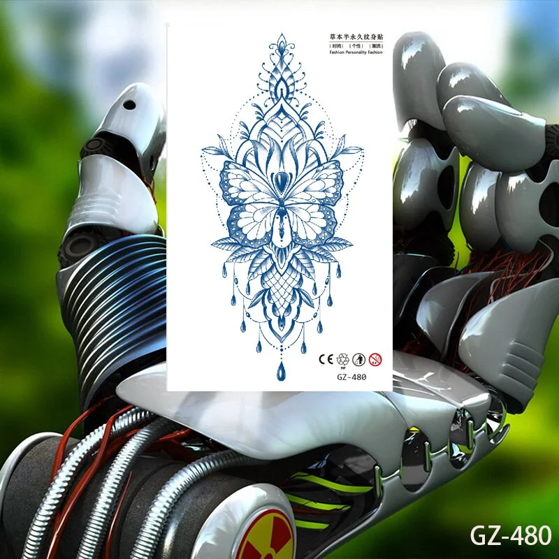 Temporary Waterproof Tattoos Stickers Creative Necklace Flower Juice Ink Lasting Girls Arm Neck Back Waist Buttocks Fake Tatoo