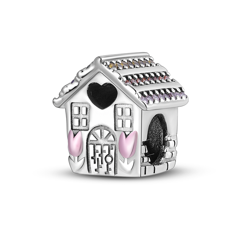 Sterling Silver Love House Charm fit for DIY Charms Bracelet & Bangle Fine Jewelry KTC429