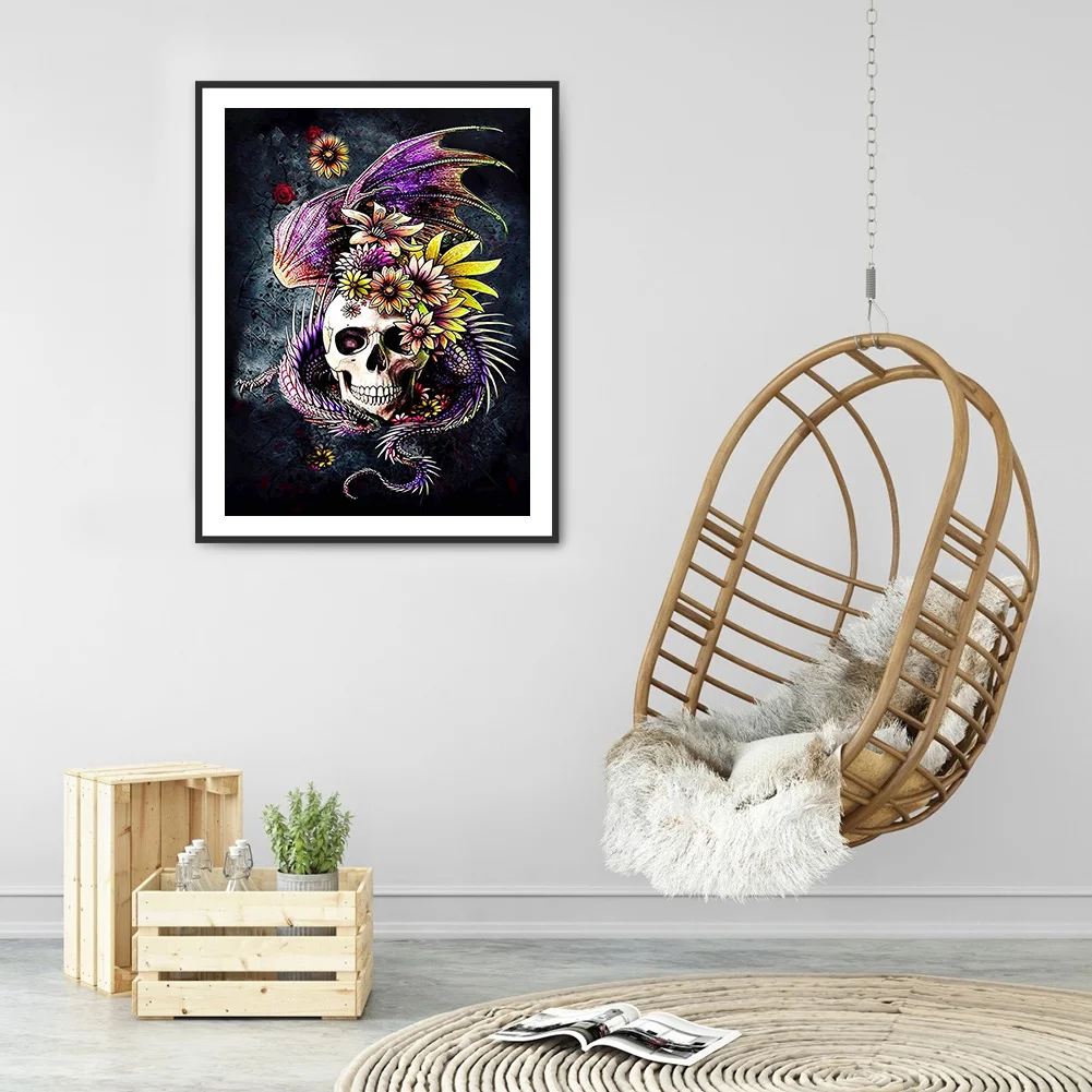 DIY Full Round Drill Diamond Painting 5D Weird Skull Poster Kit (B3867)