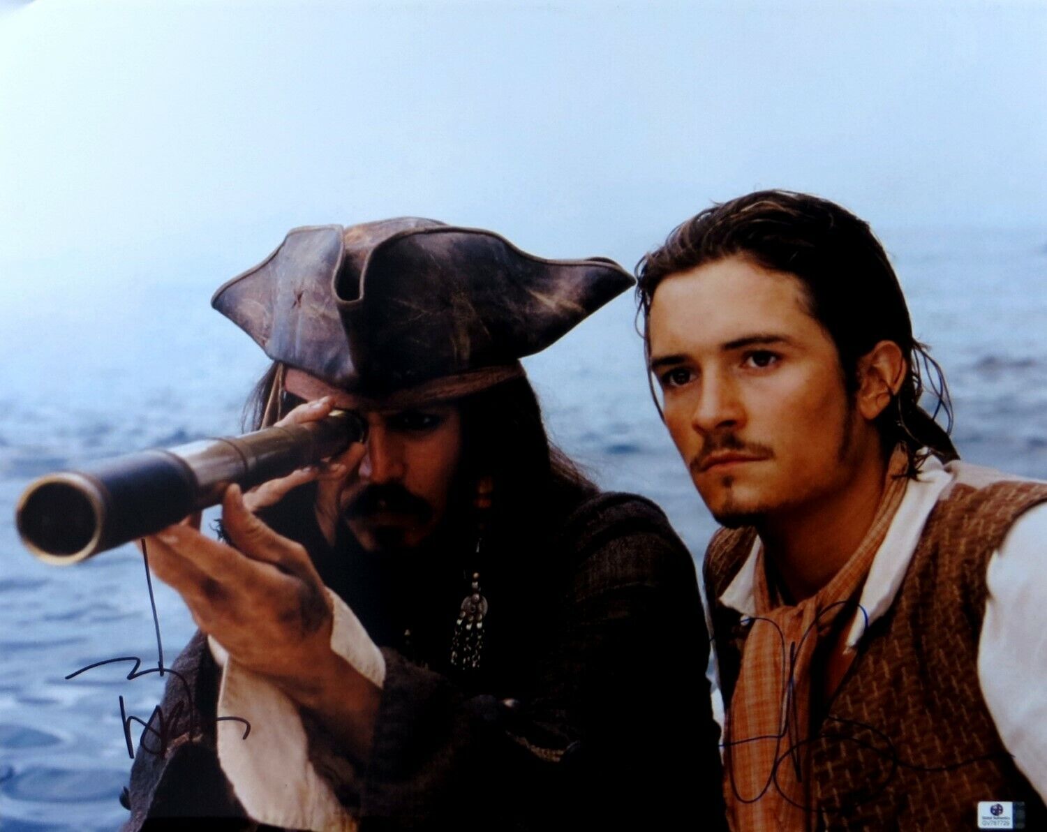 Johhny Depp Orlando Bloom Signed 16X20 Photo Poster painting Pirates of the Caribbean GV787729