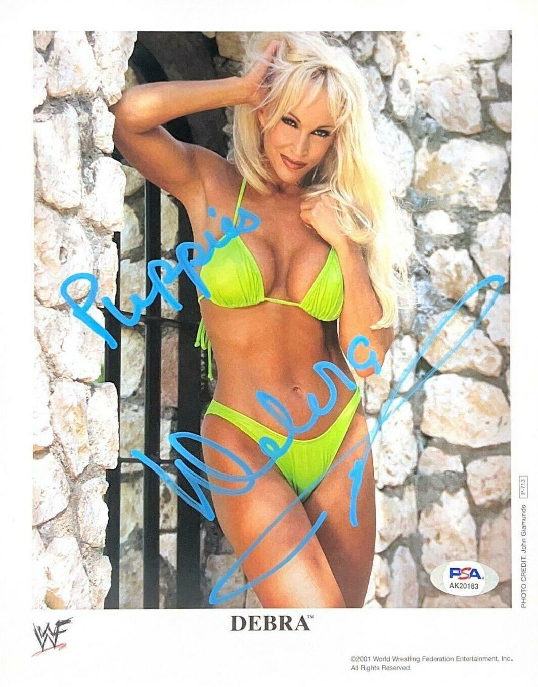 WWE DEBRA P-713 HAND SIGNED 8X10 ORIGINAL PROMO Photo Poster painting WITH PROOF AND PSA DNA COA